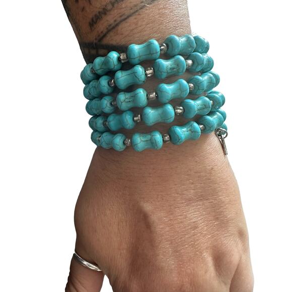 Faux Turquoise Wrap Bracelet - Picture 8 of 8